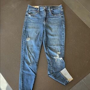 GAP Women's Blue Distressed Skinny Jeans